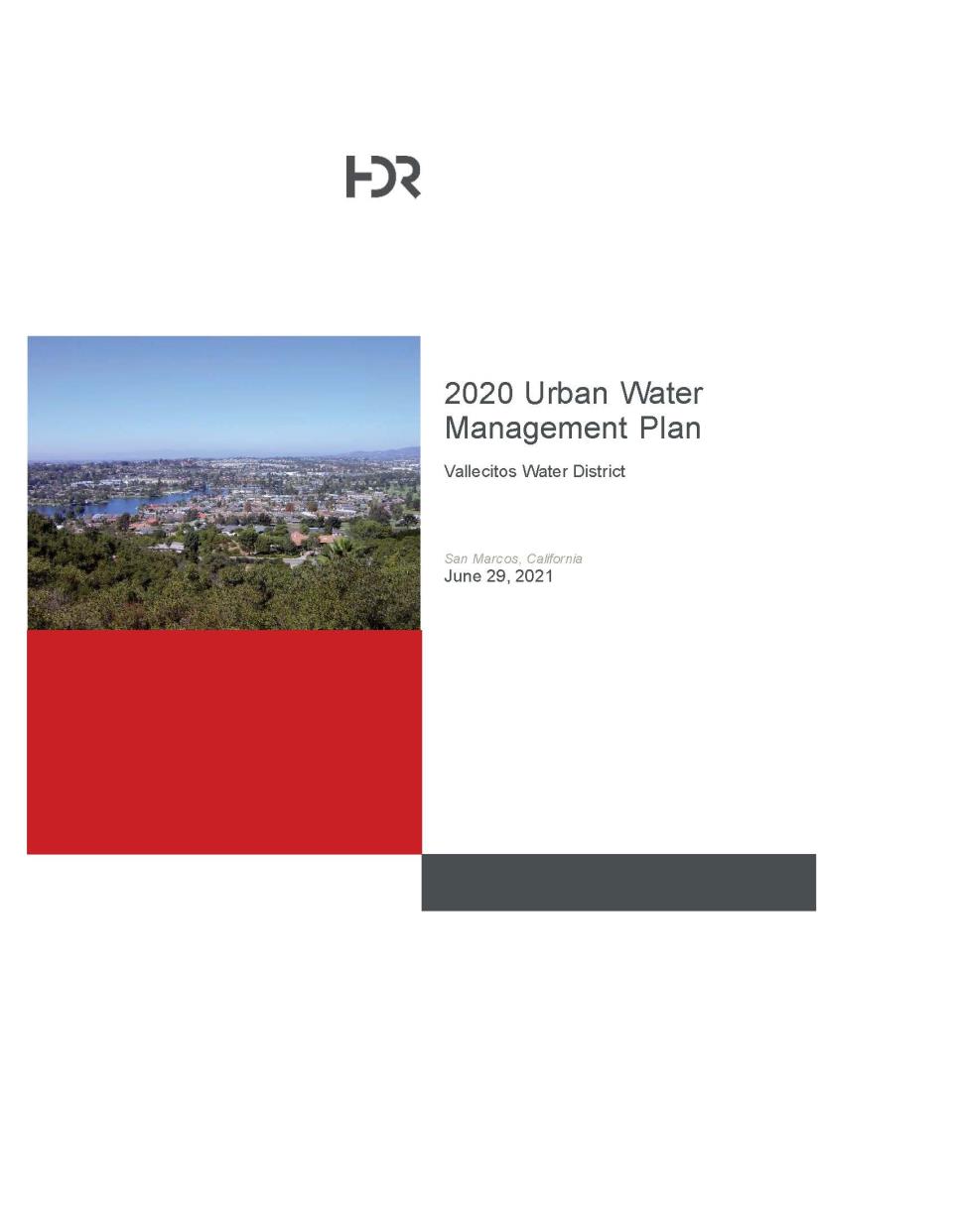 Cover Page of 2020 Urban Water Management Plan